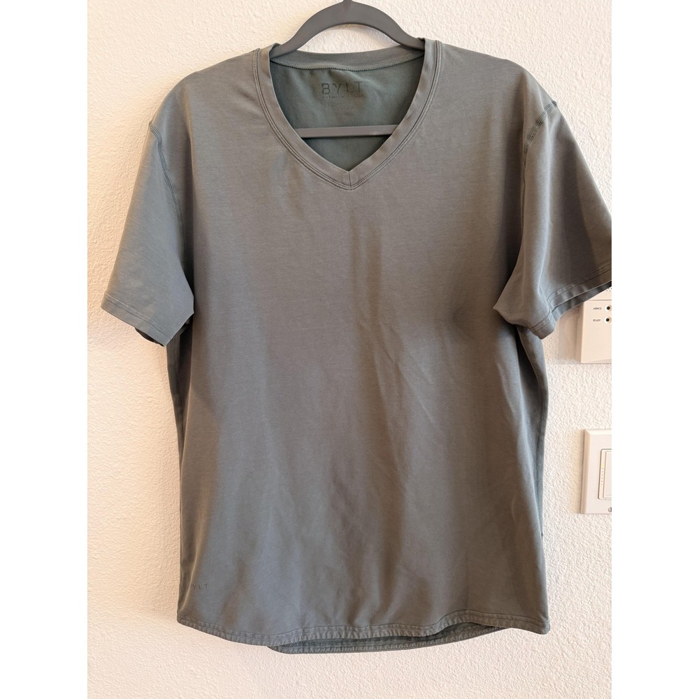 BYLT Shirt Mens Medium Gray V-Neck Short Sleeve Lightweight Tagless Casual Tee - Picture 9 of 14
